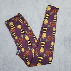 Lularoe women's flowers and bee print leggings